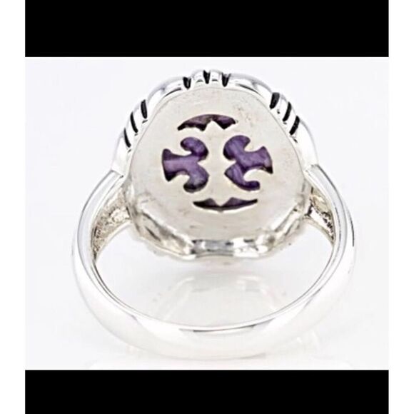 Gorgeous Oval Cabachon Purple Charoite Gemstome Ring Sz 8~.925 Sterling - Picture 5 of 5